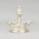 Handcrafted Silver Plated Copper Multi Diya Stand with Handle